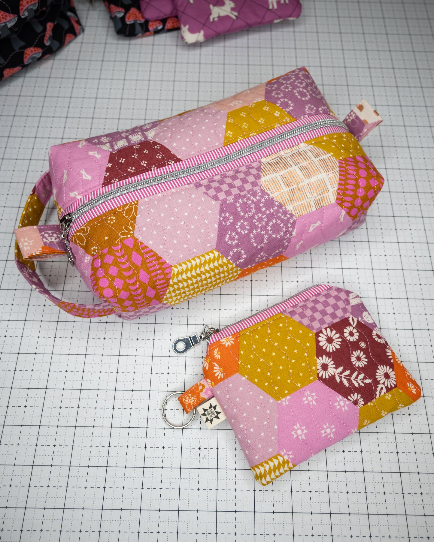 Quilted Boxy Pouch - Pink Patchwork