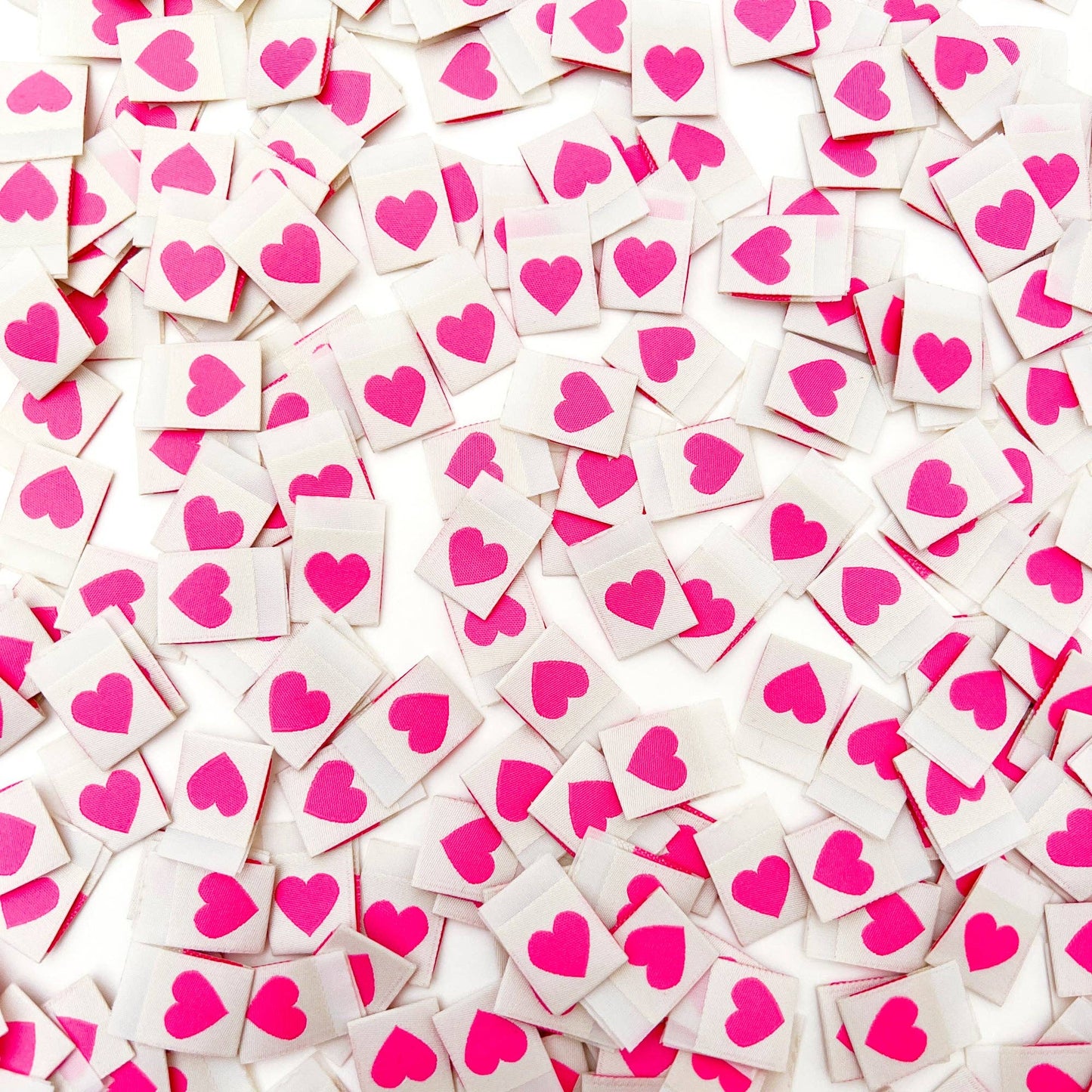 Pink Heart Woven Labels - Sewing Clothing Gift Tags