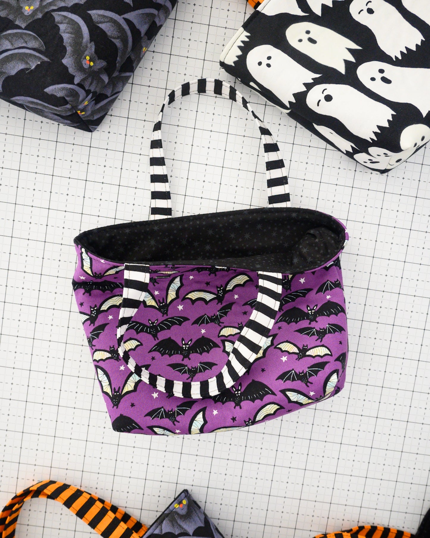 Treat Sized Tote Bag - Bats in Purple