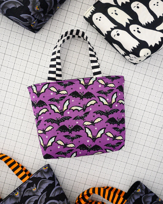 Treat Sized Tote Bag - Bats in Purple