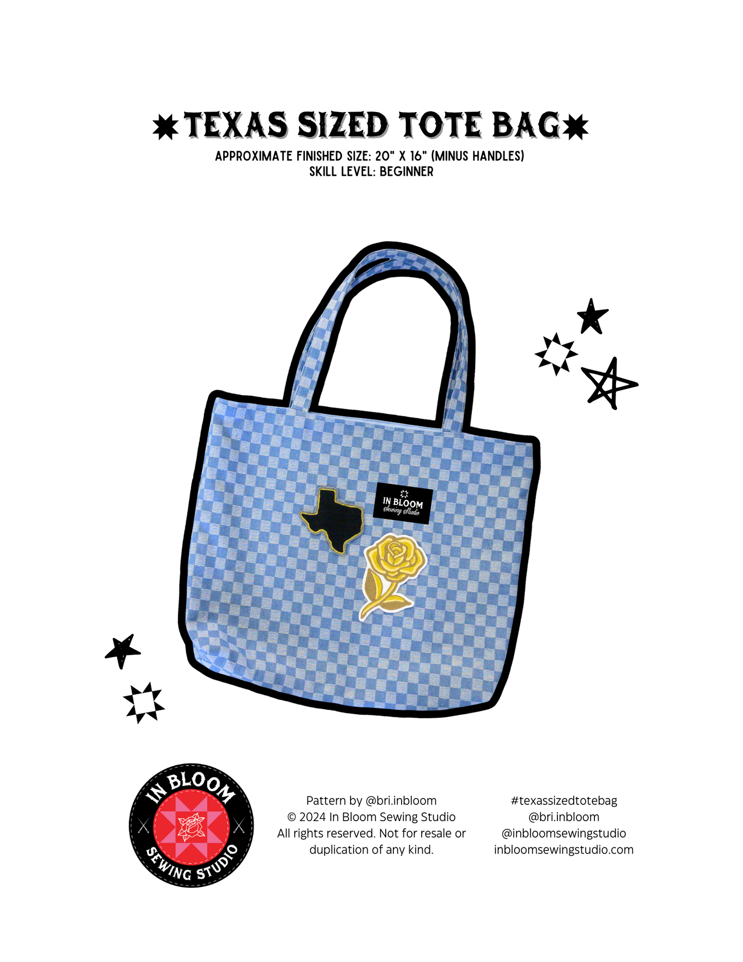 Texas Sized Tote Bag | PDF Sewing Pattern