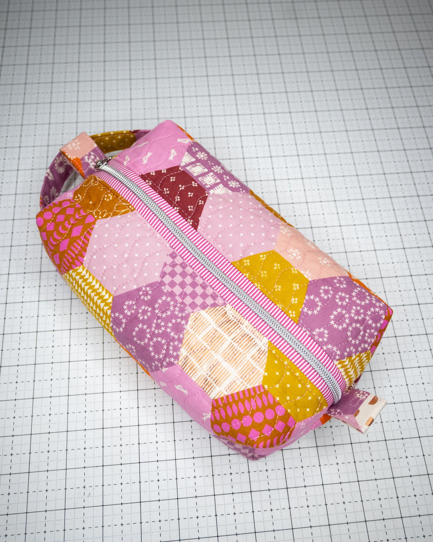 Quilted Boxy Pouch - Pink Patchwork