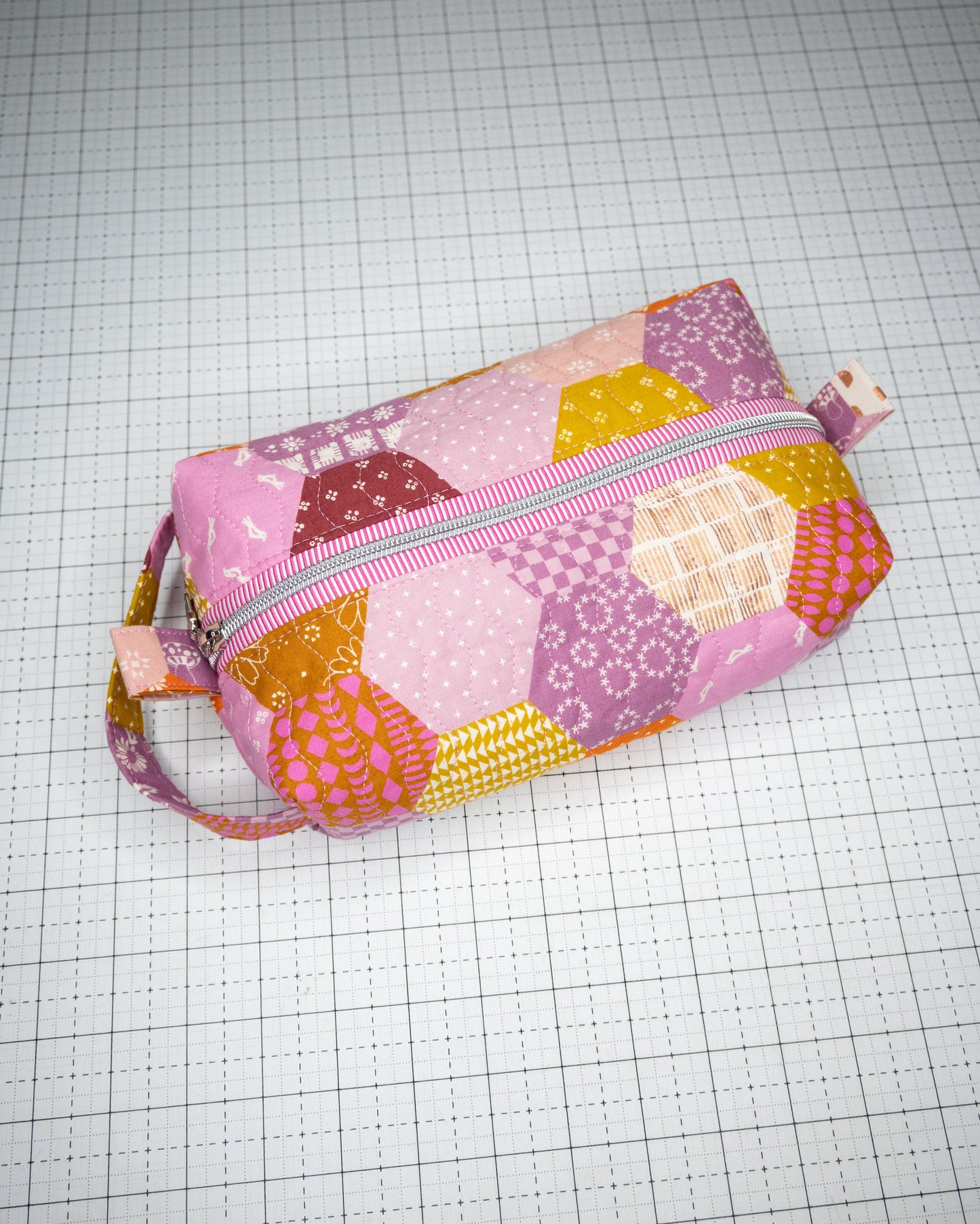 Quilted Boxy Pouch - Pink Patchwork