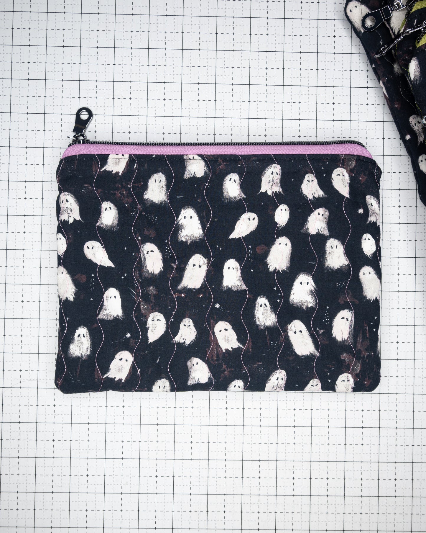 Quilted Zipper Pouch - Ghosts in Lilac