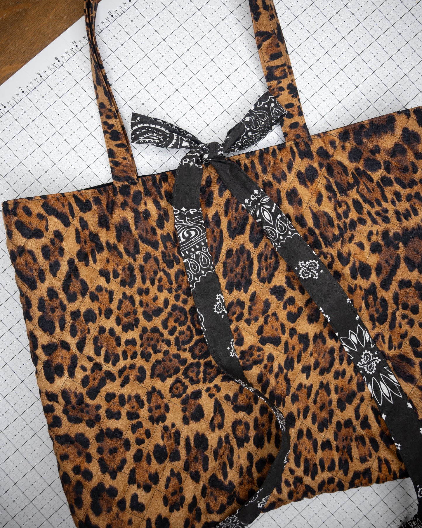 Quilted Texas Sized Tote Bag - Leopard