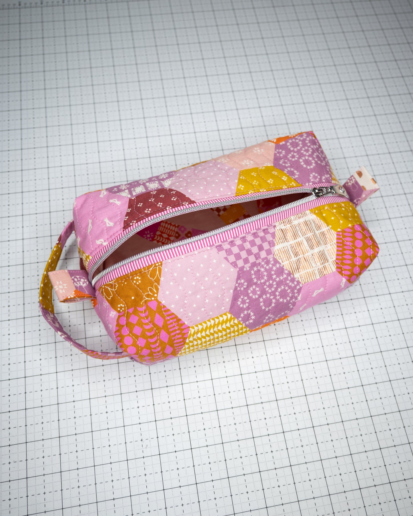 Quilted Boxy Pouch - Pink Patchwork