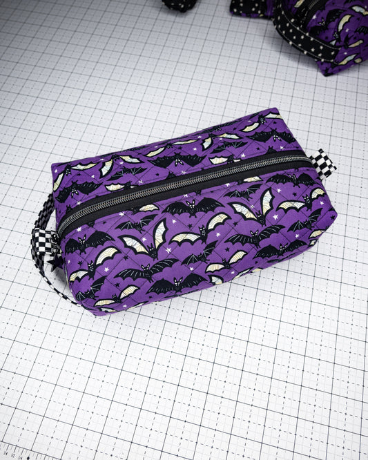 Quilted Boxy Pouch - Freakin' Bats in Checkers