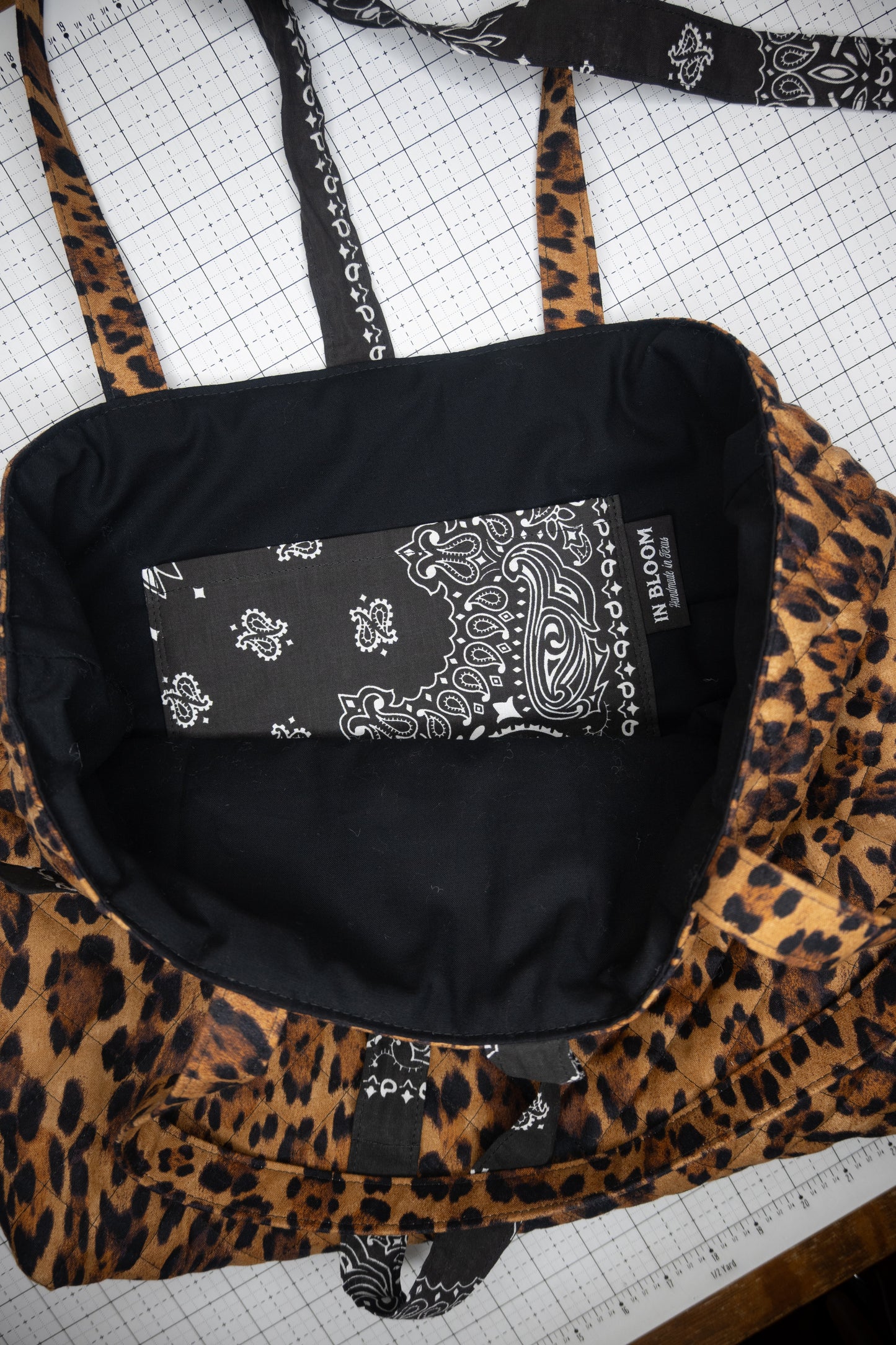 Quilted Texas Sized Tote Bag - Leopard